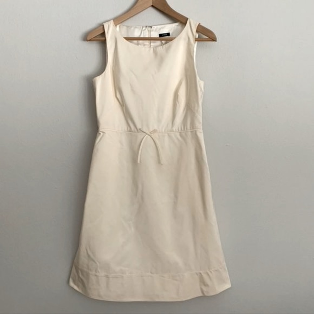 J. CREW Silk Sheath Dress Wedding Formal Sheath 60s Style Petite 8 Cream White